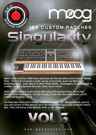 GeoSynths Singularity Vol.3 for Moog One Synth Presets